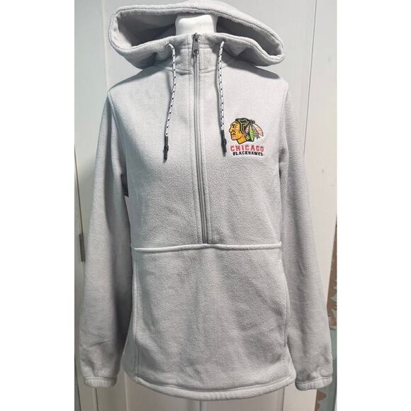 Champion Tops - Champion Chicago Blackhawks Hockey 1/2 Zip Fleece Hooded Pullover Size S